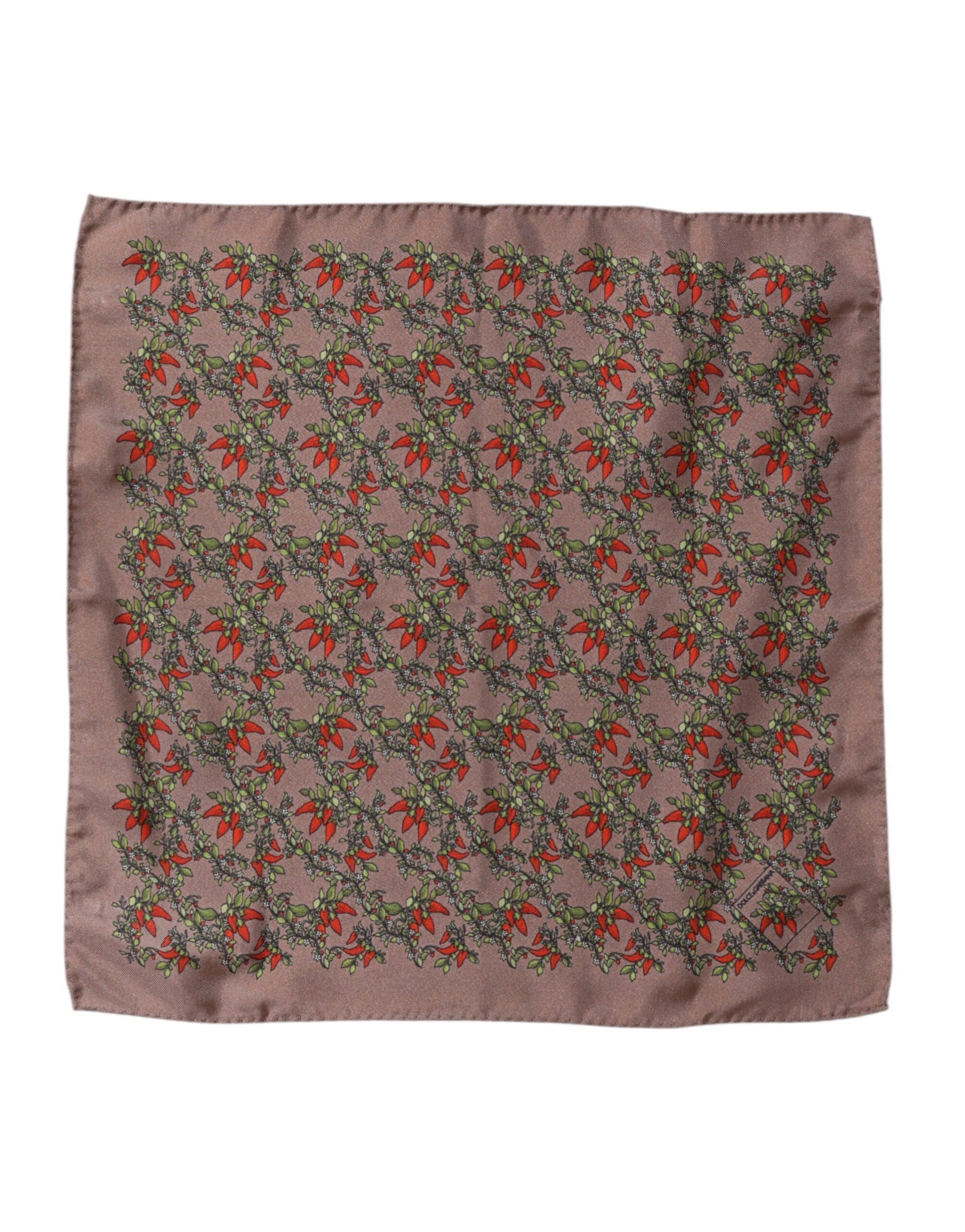 Dolce & Gabbana Brown Chilis Silk Square Men Foulard Scarf - ClickThatClicks 