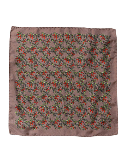 Dolce & Gabbana Brown Chilis Silk Square Men Foulard Scarf - ClickThatClicks 