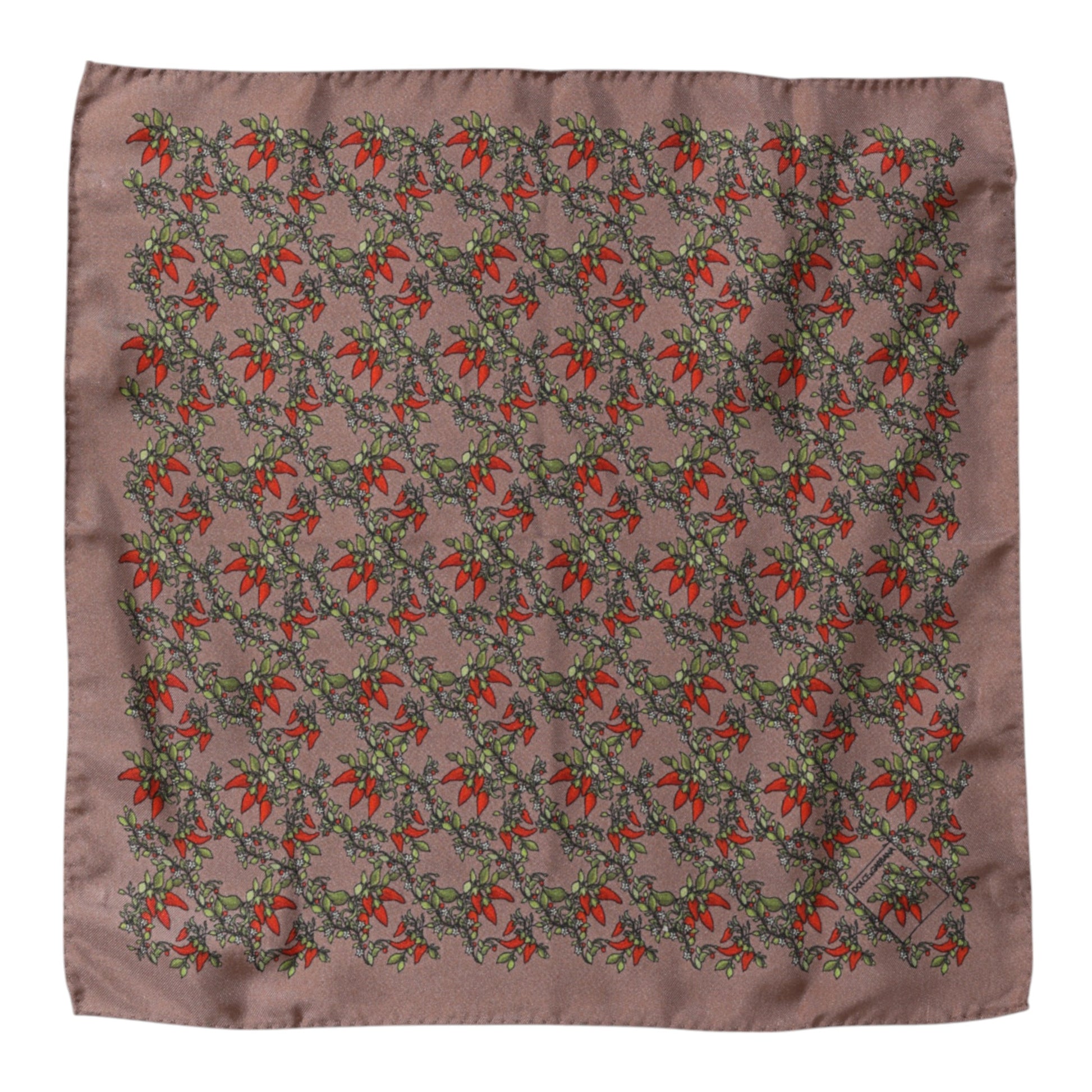 Dolce & Gabbana Brown Chilis Silk Square Men Foulard Scarf - ClickThatClicks 
