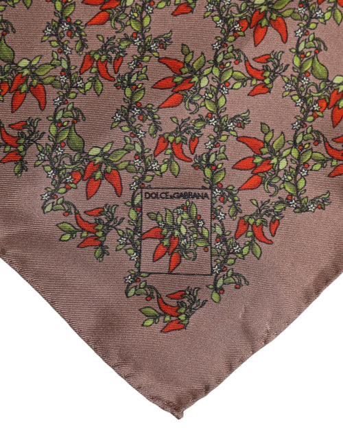 Dolce & Gabbana Brown Chilis Silk Square Men Foulard Scarf - ClickThatClicks 