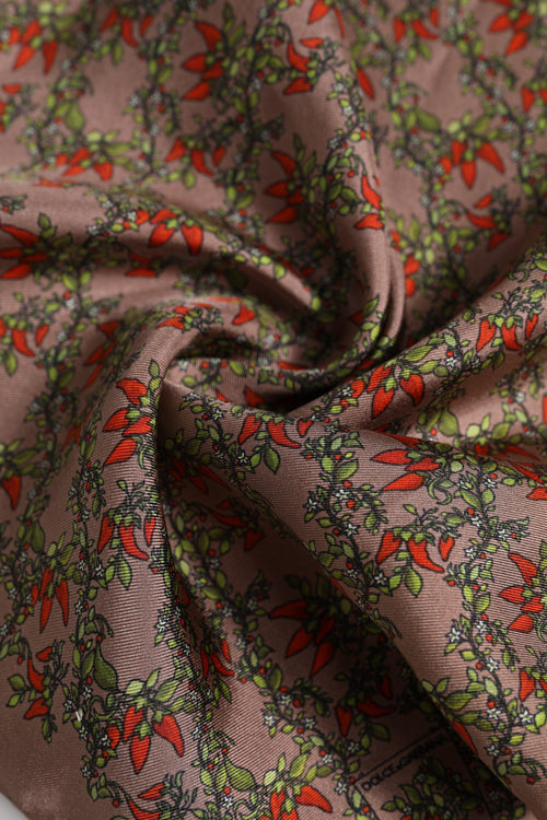 Dolce & Gabbana Brown Chilis Silk Square Men Foulard Scarf - ClickThatClicks 