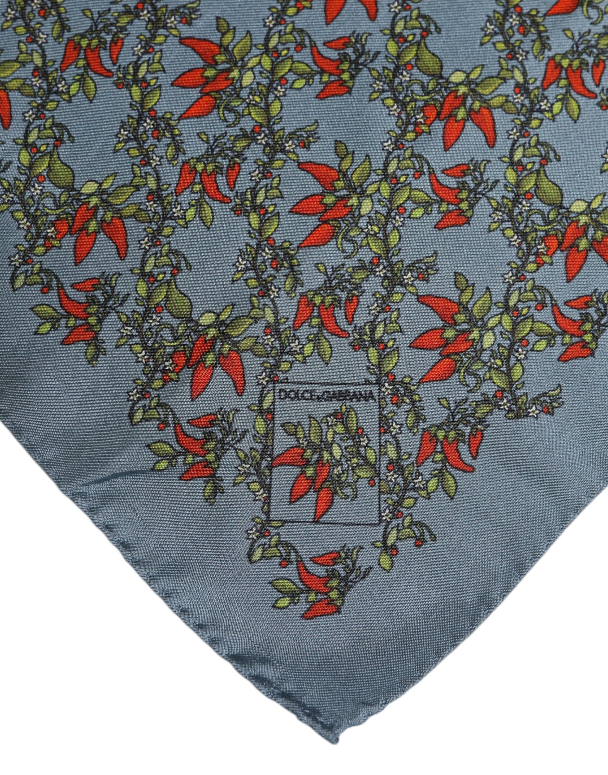 Dolce & Gabbana Gray Chilis Silk Square Men Foulard Scarf - ClickThatClicks 