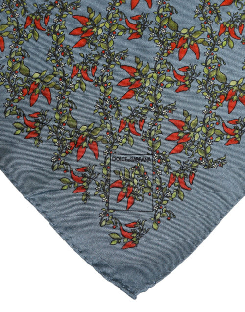 Dolce & Gabbana Gray Chilis Silk Square Men Foulard Scarf - ClickThatClicks 