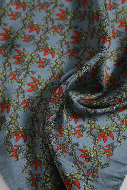 Dolce & Gabbana Gray Chilis Silk Square Men Foulard Scarf - ClickThatClicks 