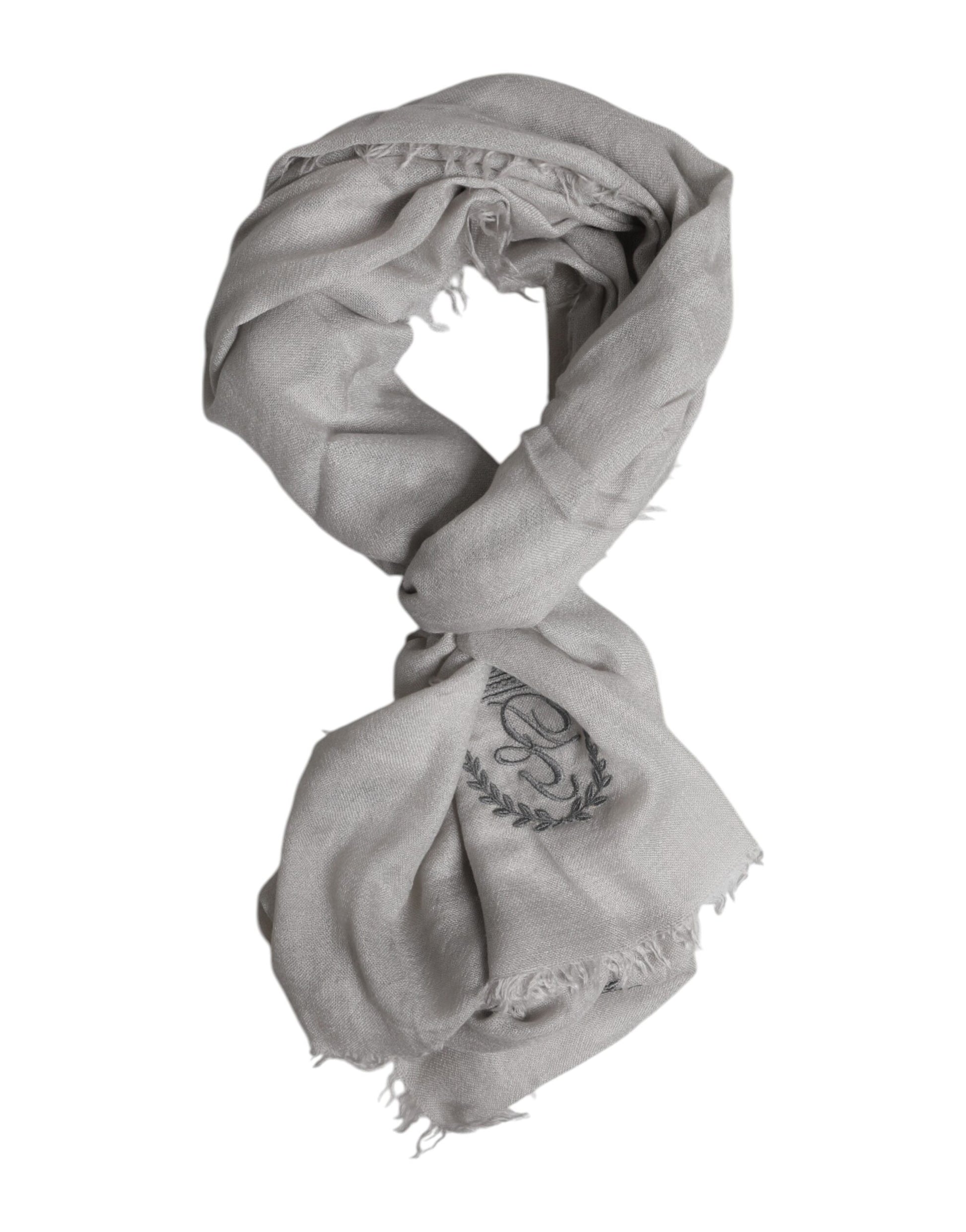 Dolce & Gabbana Gray DG Crown Neck Warmer Wrap Shawl Scarf - ClickThatClicks 