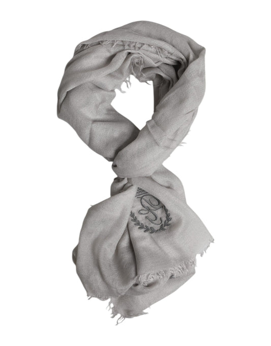 Dolce & Gabbana Gray DG Crown Neck Warmer Wrap Shawl Scarf - ClickThatClicks 