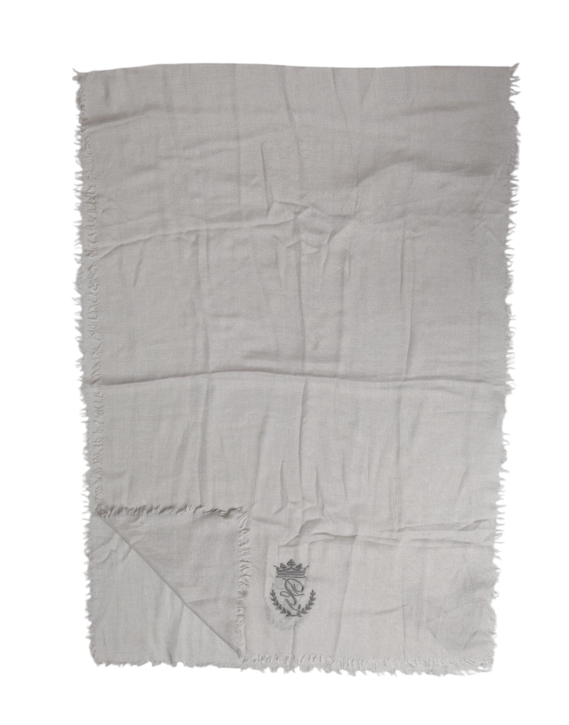Dolce & Gabbana Gray DG Crown Neck Warmer Wrap Shawl Scarf - ClickThatClicks 