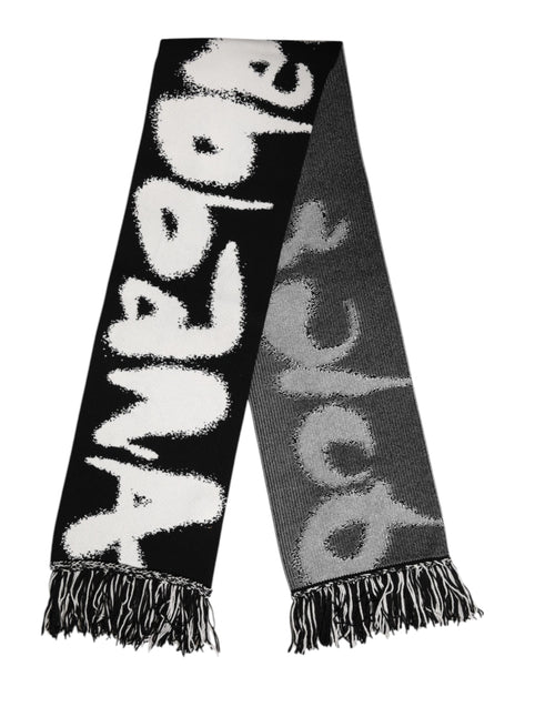 Dolce & Gabbana Black Logo Neck Warmer Wrap Men Shawl Scarf - ClickThatClicks 