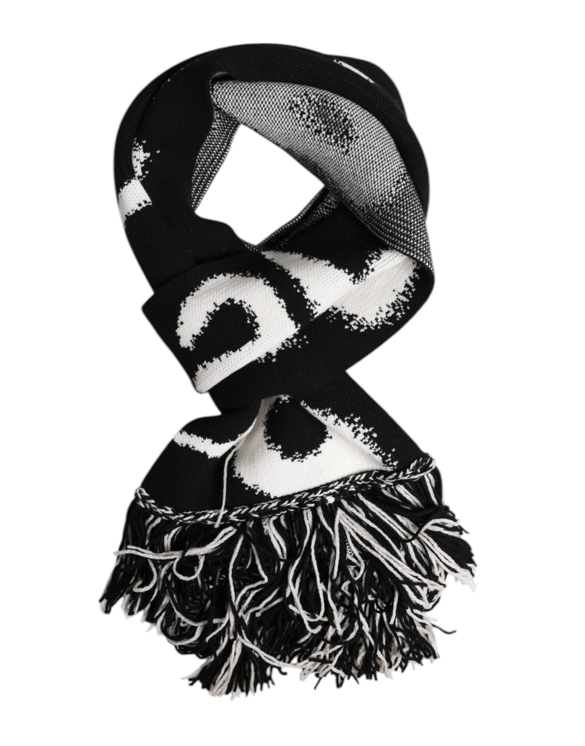 Dolce & Gabbana Black Logo Neck Warmer Wrap Men Shawl Scarf - ClickThatClicks 