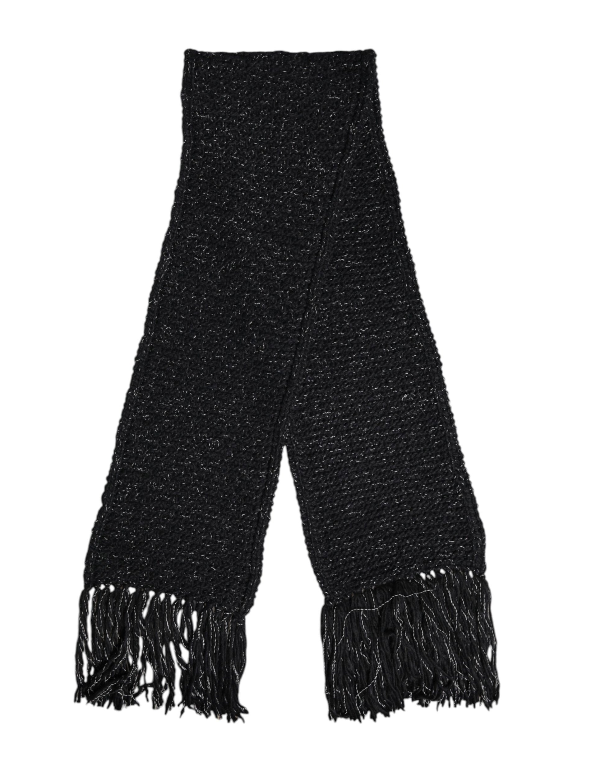 Dolce & Gabbana Black Cashmere Neck Warmer Wrap Shawl Scarf - ClickThatClicks 