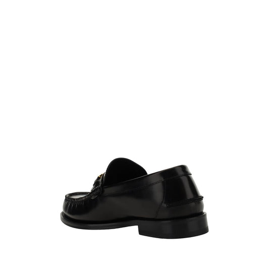 Versace Black Calf Leather Bos Taurus Slip-On Loafers - ClickThatClicks 