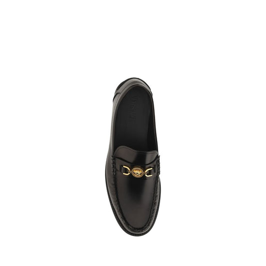 Versace Black Calf Leather Bos Taurus Slip-On Loafers - ClickThatClicks 