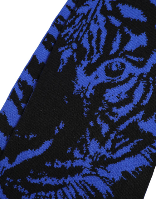 Dolce & Gabbana Blue Black Logo Neck Warmer Wrap Shawl Scarf - ClickThatClicks 