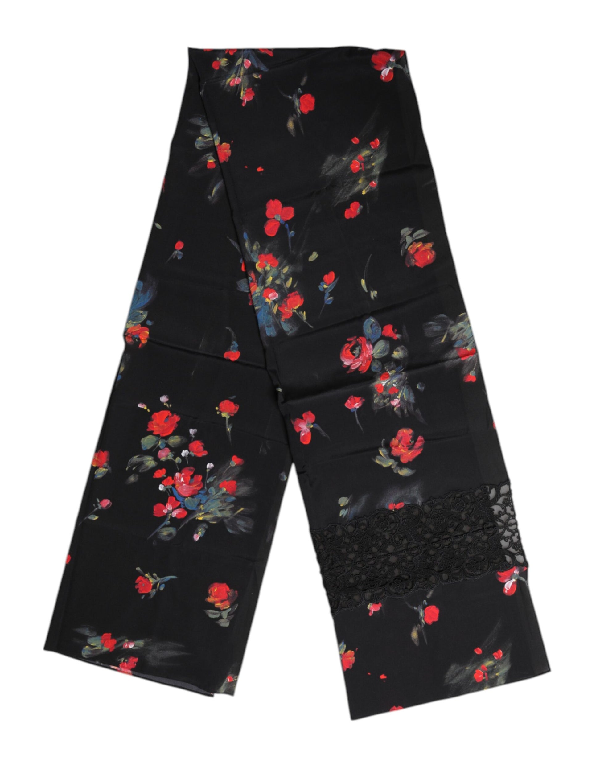 Dolce & Gabbana Black Floral Print Neck Warmer Wrap Scarf - ClickThatClicks 
