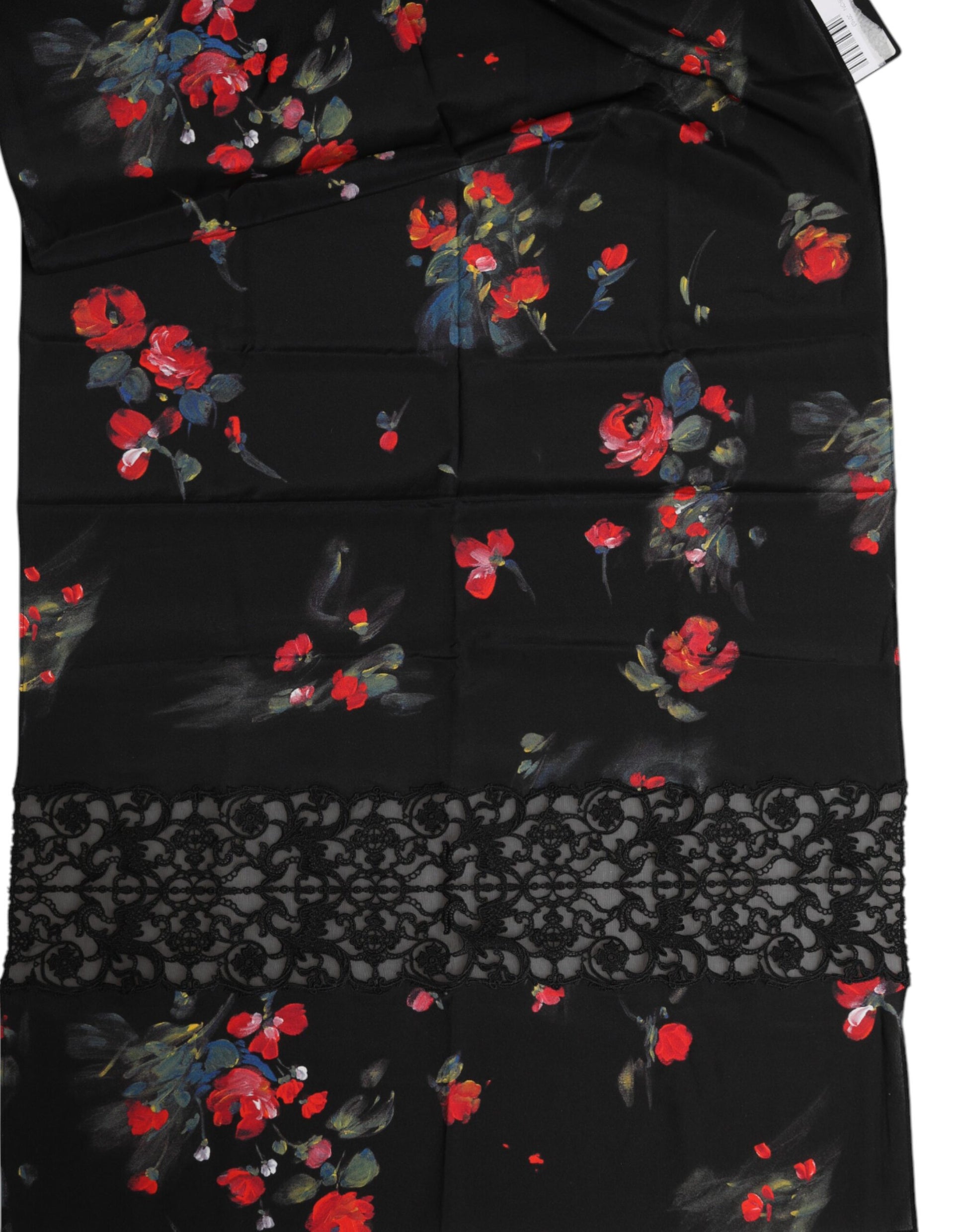 Dolce & Gabbana Black Floral Print Neck Warmer Wrap Scarf - ClickThatClicks 