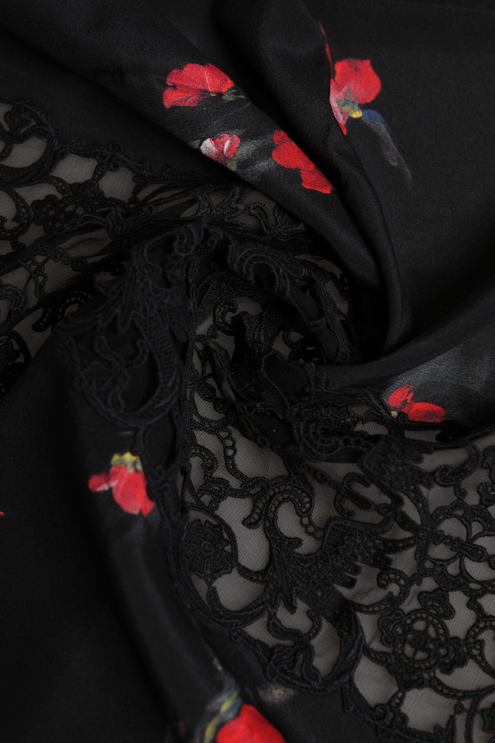 Dolce & Gabbana Black Floral Print Neck Warmer Wrap Scarf - ClickThatClicks 