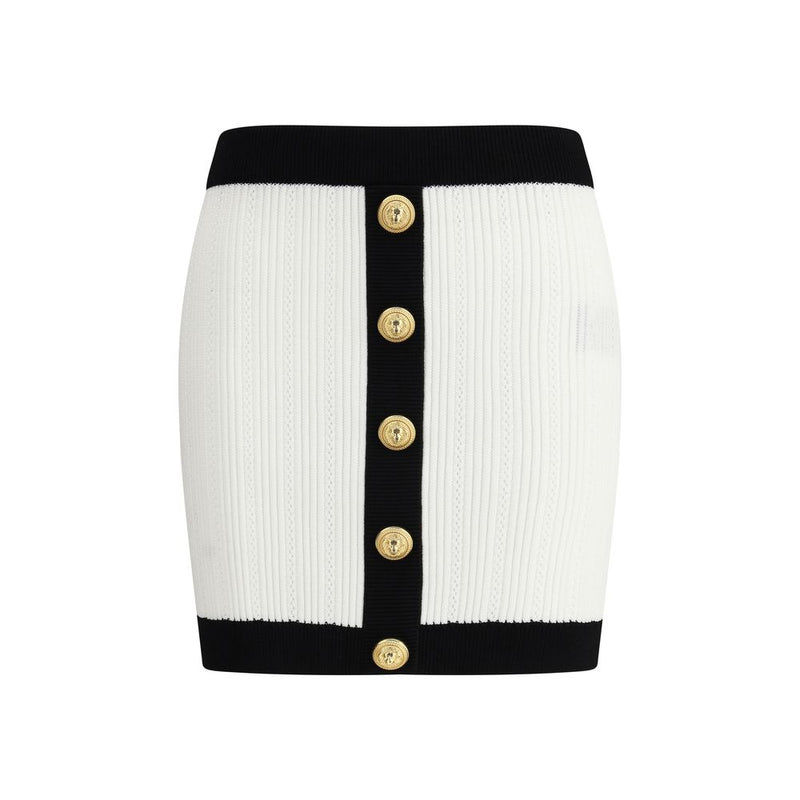Balmain White Viscose Mini Skirt