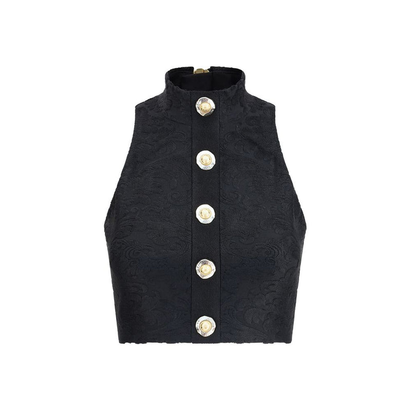 Balmain BUTTONED HLTNK BOUCLETTE BAROQUE TOP
