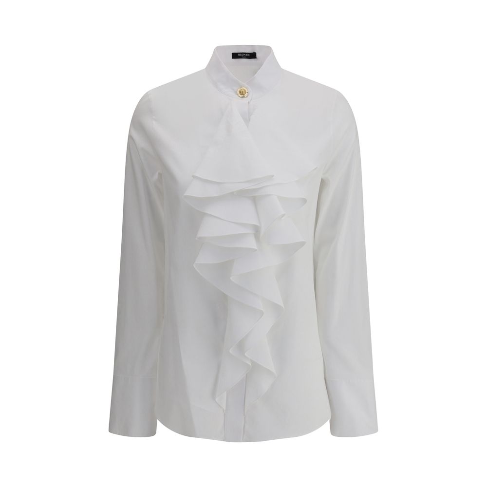 Balmain JABOT COLLAR POPELINE COTON SHIRT
