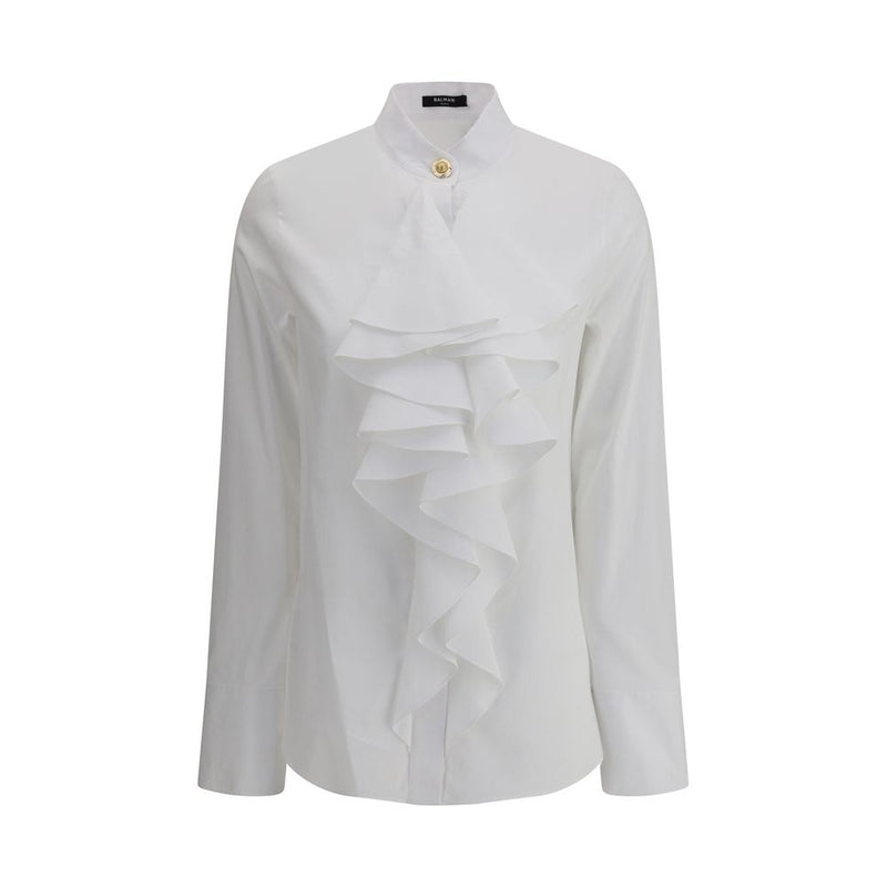 Balmain JABOT COLLAR POPELINE COTON SHIRT