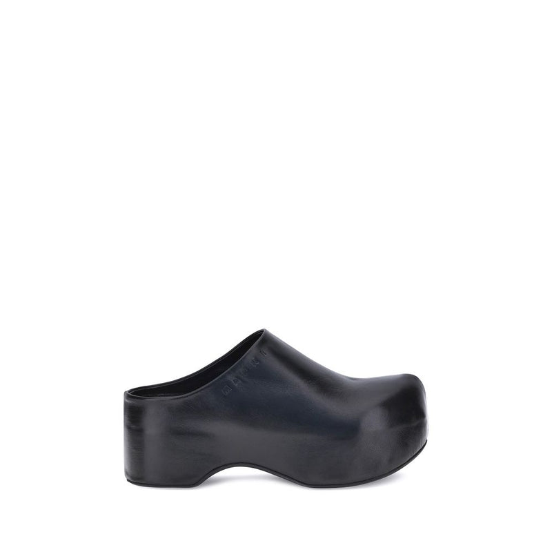 Marni Black Calf Leather Bos Taurus Clogs