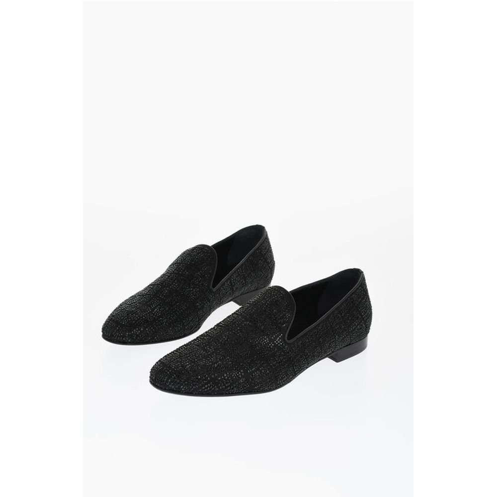 Versace Rhinestoned Satin Loafers