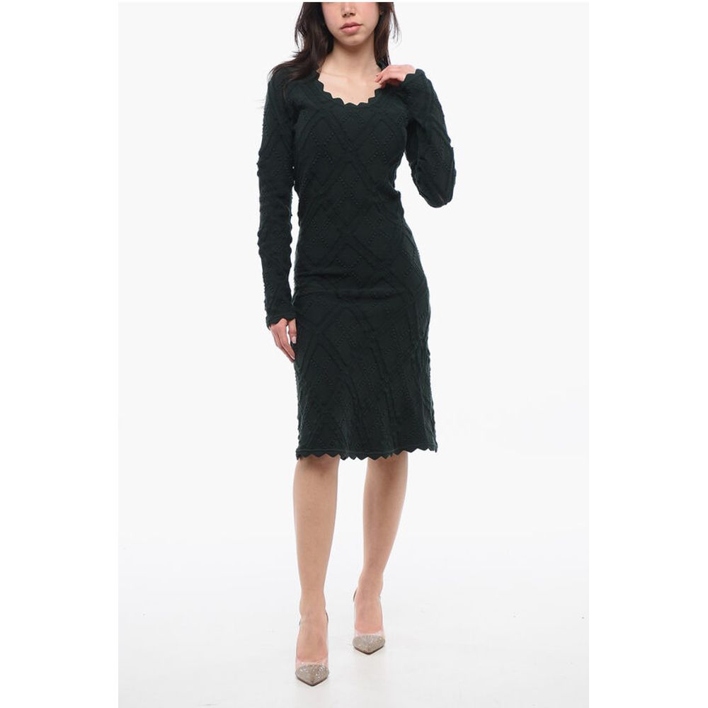 Burberry Wool Dress with Geometric Trimming