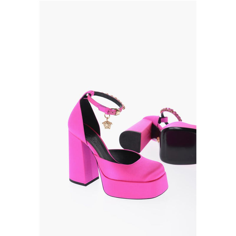 Versace Jewel Strap Satin Platform Pumps 12cm