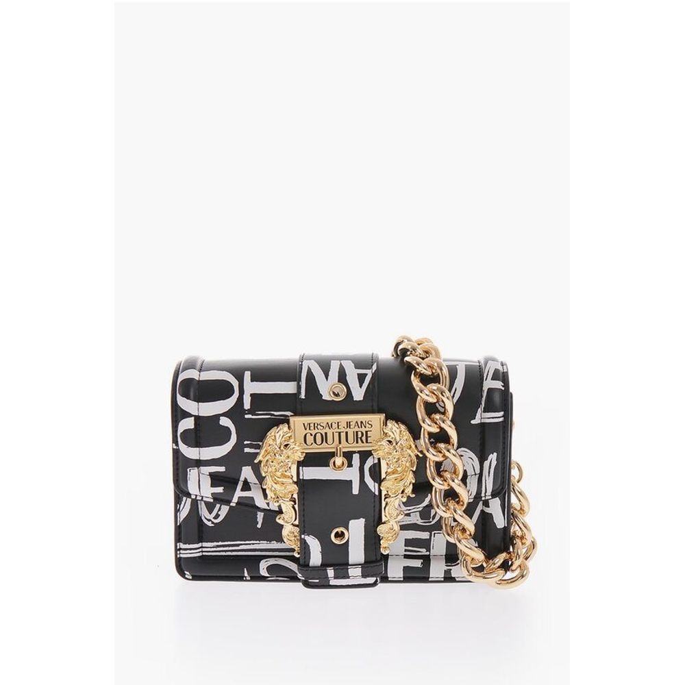 Versace JEANS COUTURE All-Over Logo Printed Faux Leather Shoulder Ba