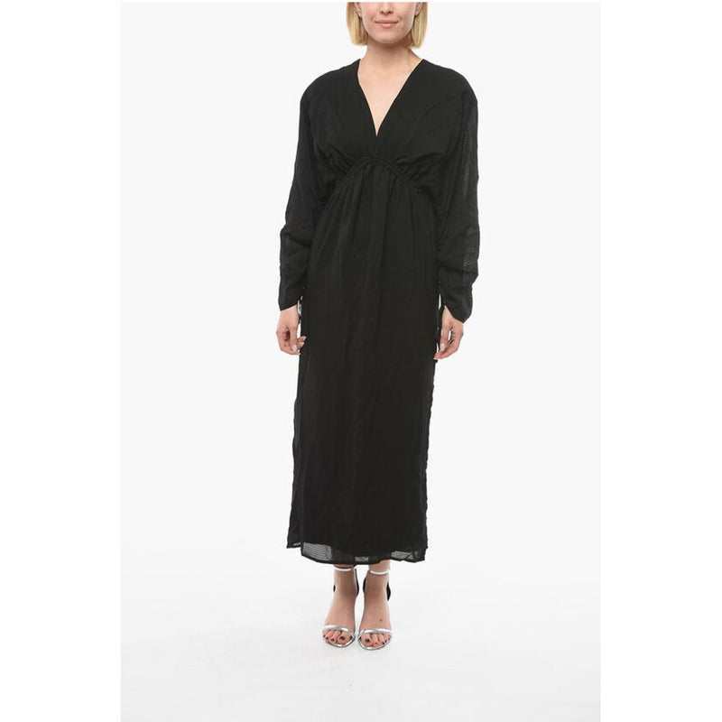 Birgitte Herskind Checked RYAN Maxi Dress with billowing Sleeve and V-Neck