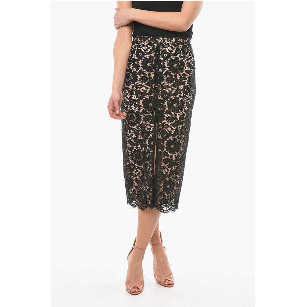 Super Blond Lace Long Skirt with Petticoat and Front Vent