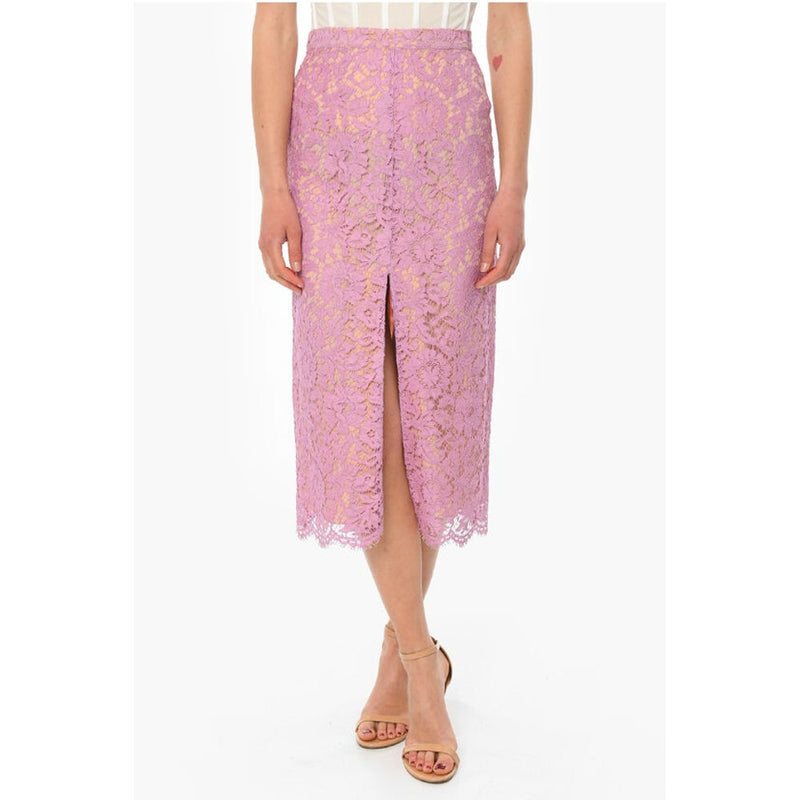 Super Blond Lace Long Skirt with Petticoat and Front Vent