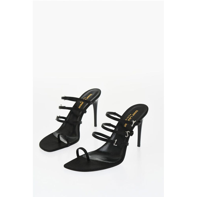 Saint Laurent Satin Thong Sandals with Rhinestone Logo 10cm