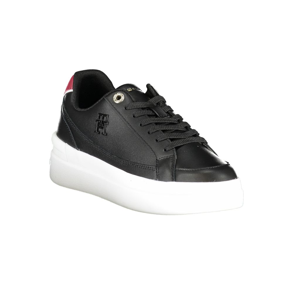 Tommy Hilfiger Black Leather Women Sneaker - ClickThatClicks 