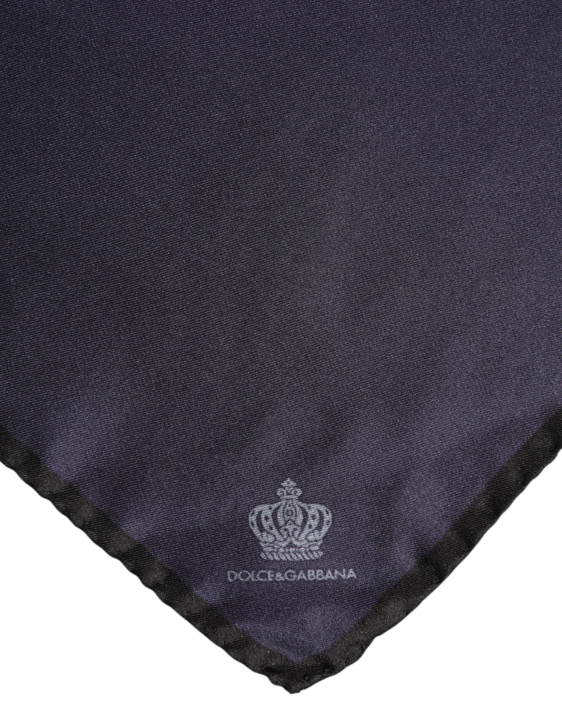 Dolce & Gabbana Blue DG Crown Silk Square Men Foulard Scarf - ClickThatClicks 