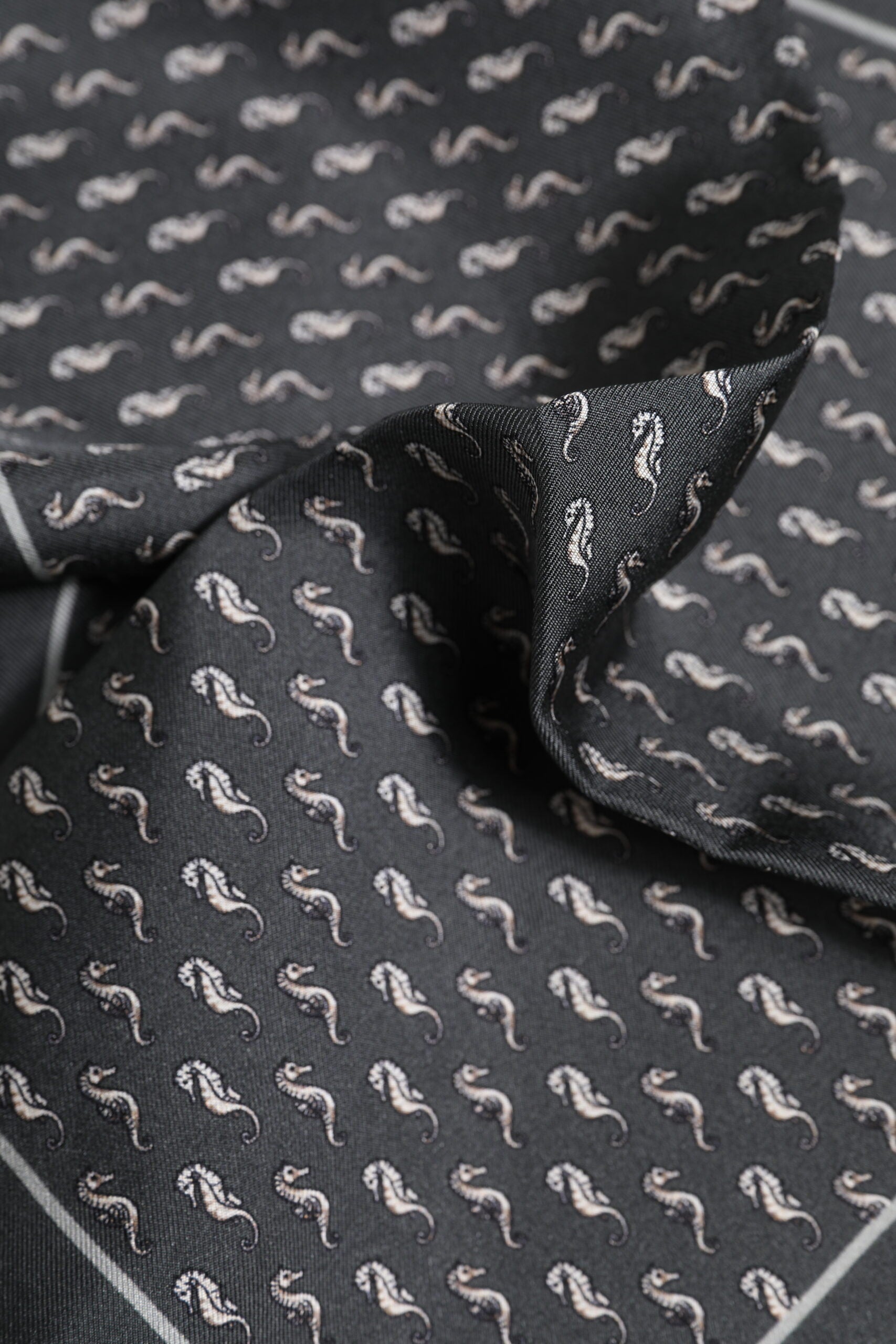 Dolce & Gabbana Black Fish Print Silk Square Men Foulard Scarf - ClickThatClicks 