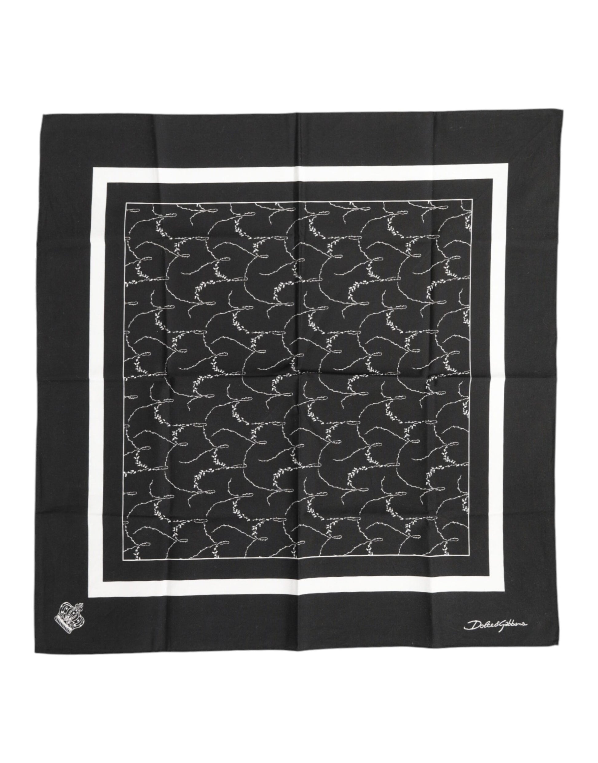 Dolce & Gabbana Black White Printed Square Men Foulard Scarf - ClickThatClicks 