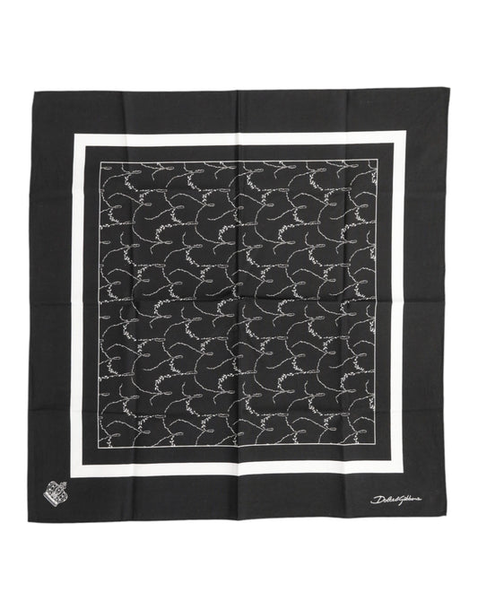 Dolce & Gabbana Black White Printed Square Men Foulard Scarf - ClickThatClicks 