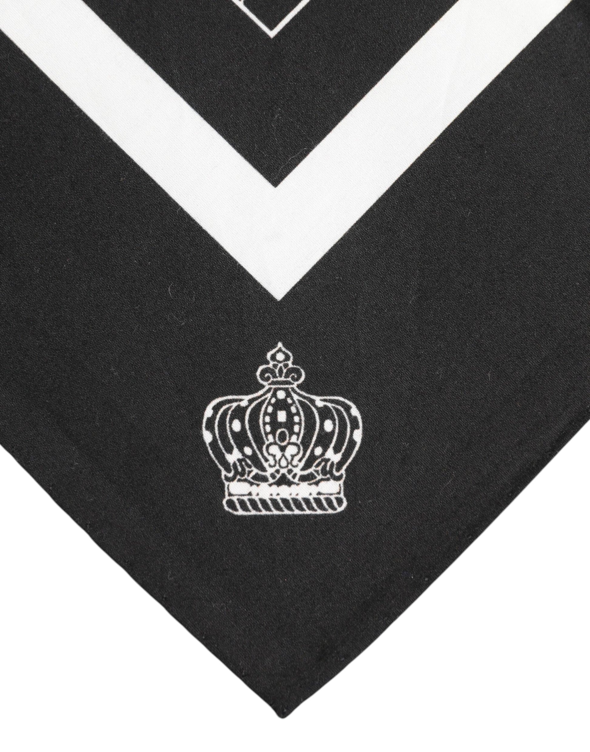 Dolce & Gabbana Black White Printed Square Men Foulard Scarf - ClickThatClicks 