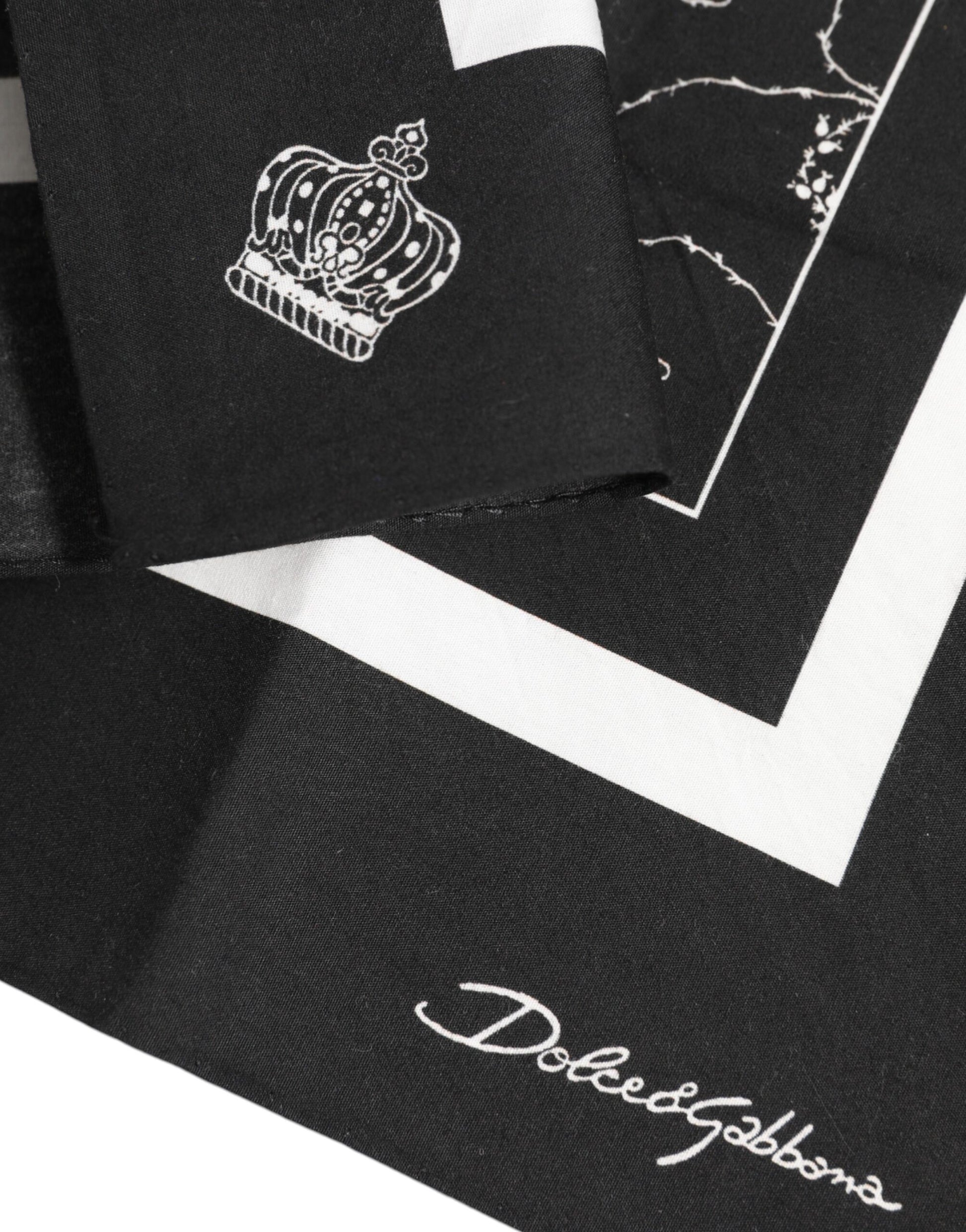 Dolce & Gabbana Black White Printed Square Men Foulard Scarf - ClickThatClicks 