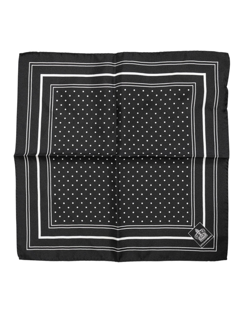 Dolce & Gabbana Black White Polka Dot Men Foulard Scarf