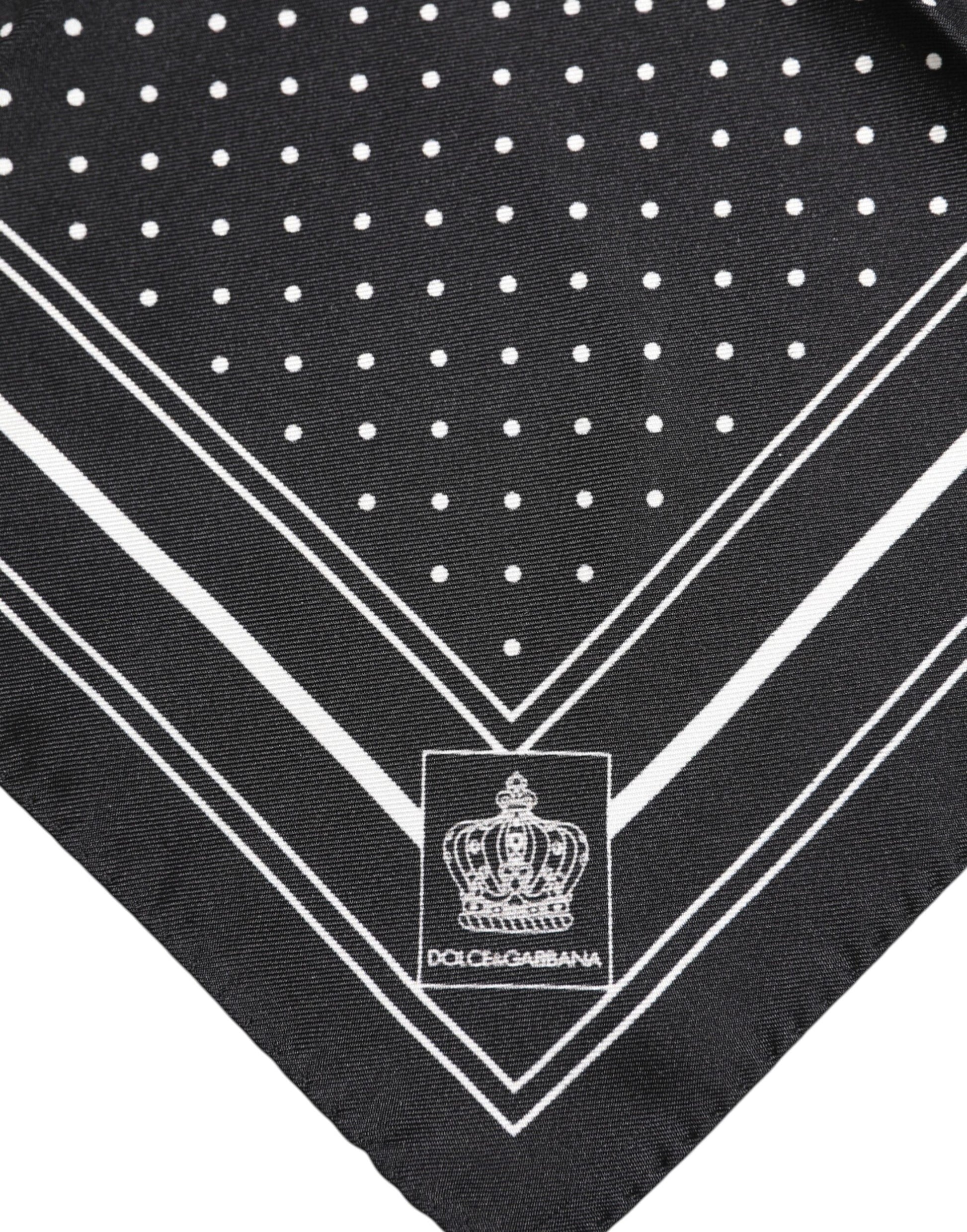 Dolce & Gabbana Black White Polka Dot Men Foulard Scarf - ClickThatClicks 