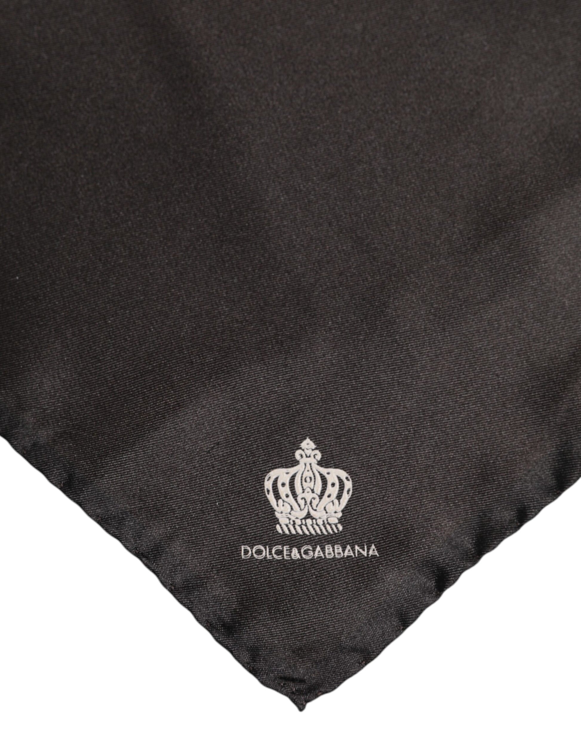 Dolce & Gabbana Brown DG Crown Silk Square Men Foulard Scarf - ClickThatClicks 