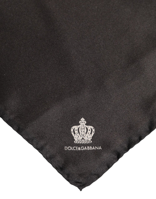 Dolce & Gabbana Brown DG Crown Silk Square Men Foulard Scarf - ClickThatClicks 