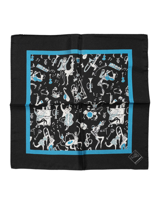 Dolce & Gabbana Black Jazz Club Silk Square Men Foulard Scarf - ClickThatClicks 