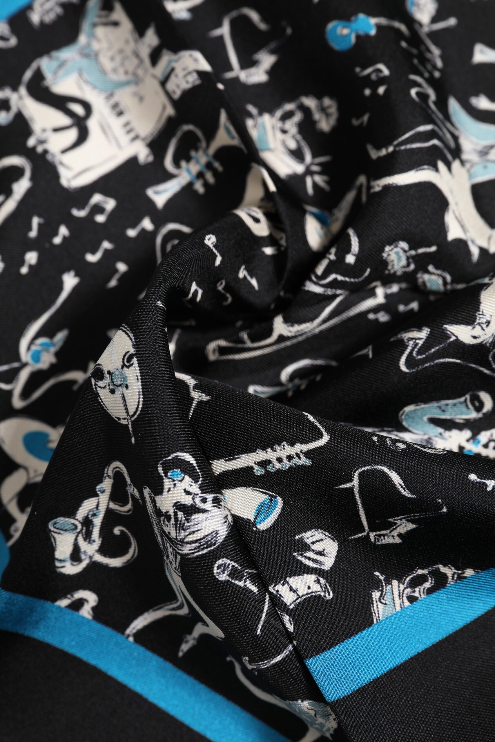 Dolce & Gabbana Black Jazz Club Silk Square Men Foulard Scarf - ClickThatClicks 