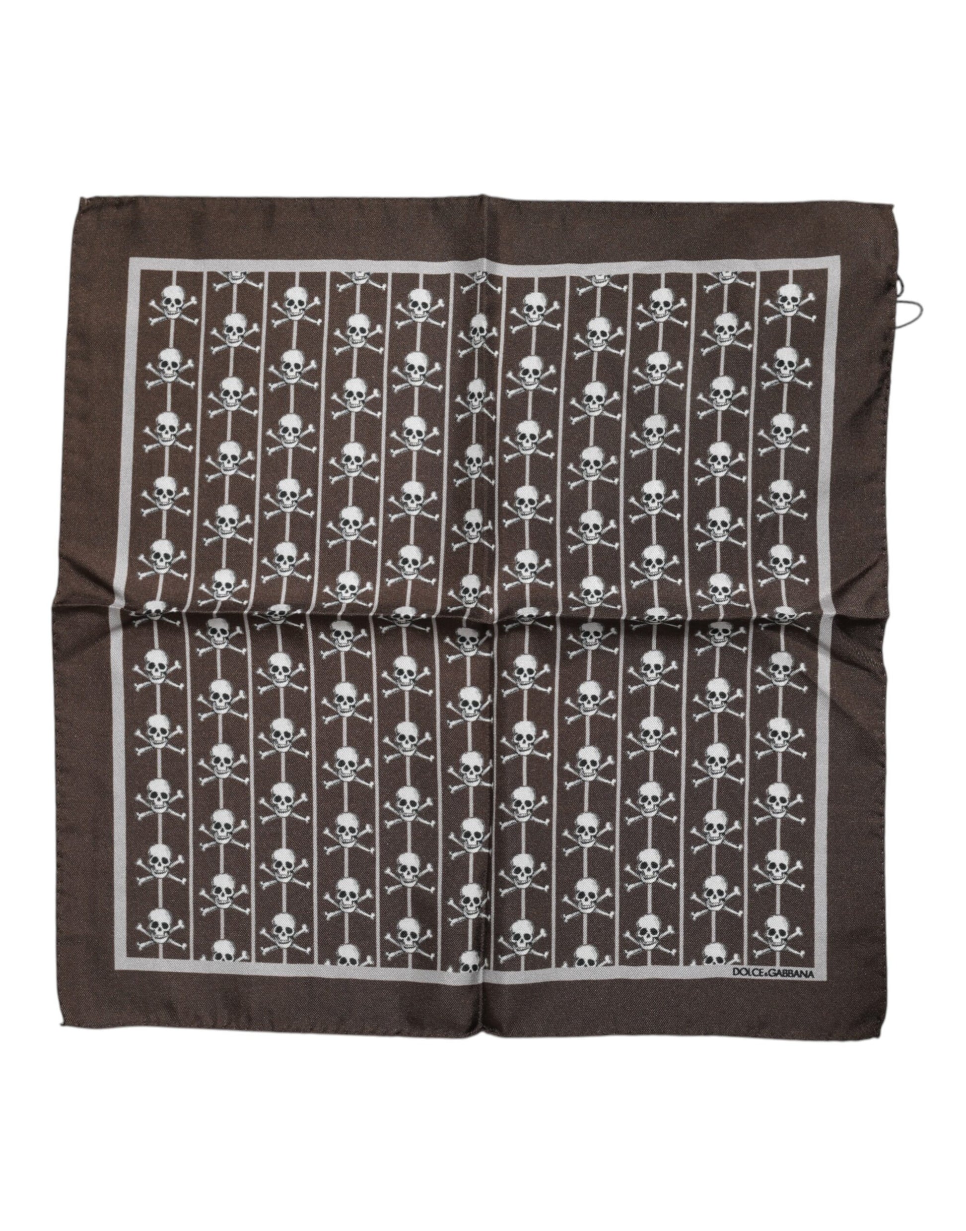 Dolce & Gabbana Brown Skull Silk Square Men Foulard Scarf - ClickThatClicks 