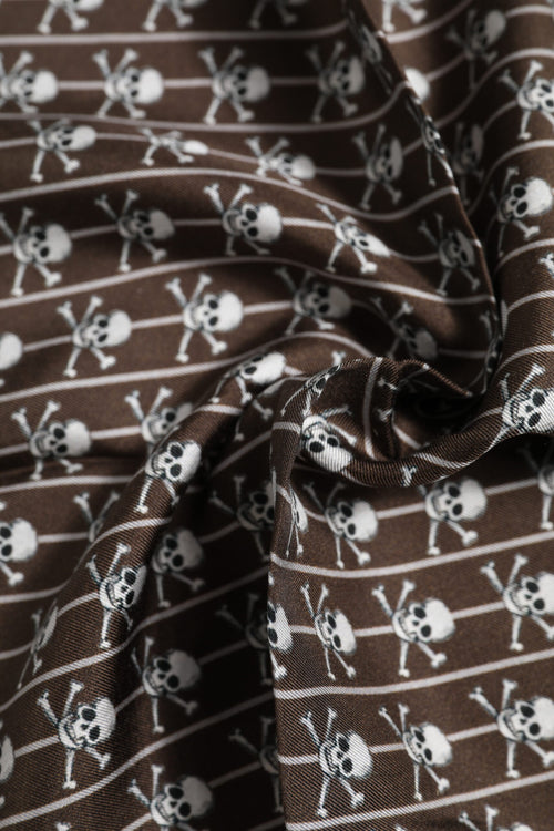 Dolce & Gabbana Brown Skull Silk Square Men Foulard Scarf - ClickThatClicks 