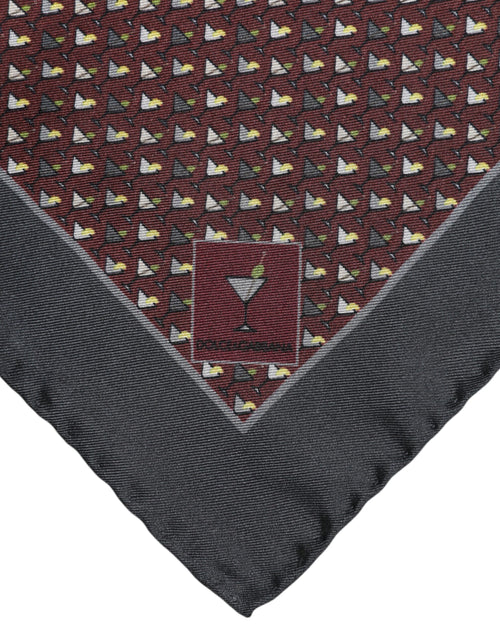 Dolce & Gabbana Maroon Cocktail Silk Square Foulard Scarf - ClickThatClicks 