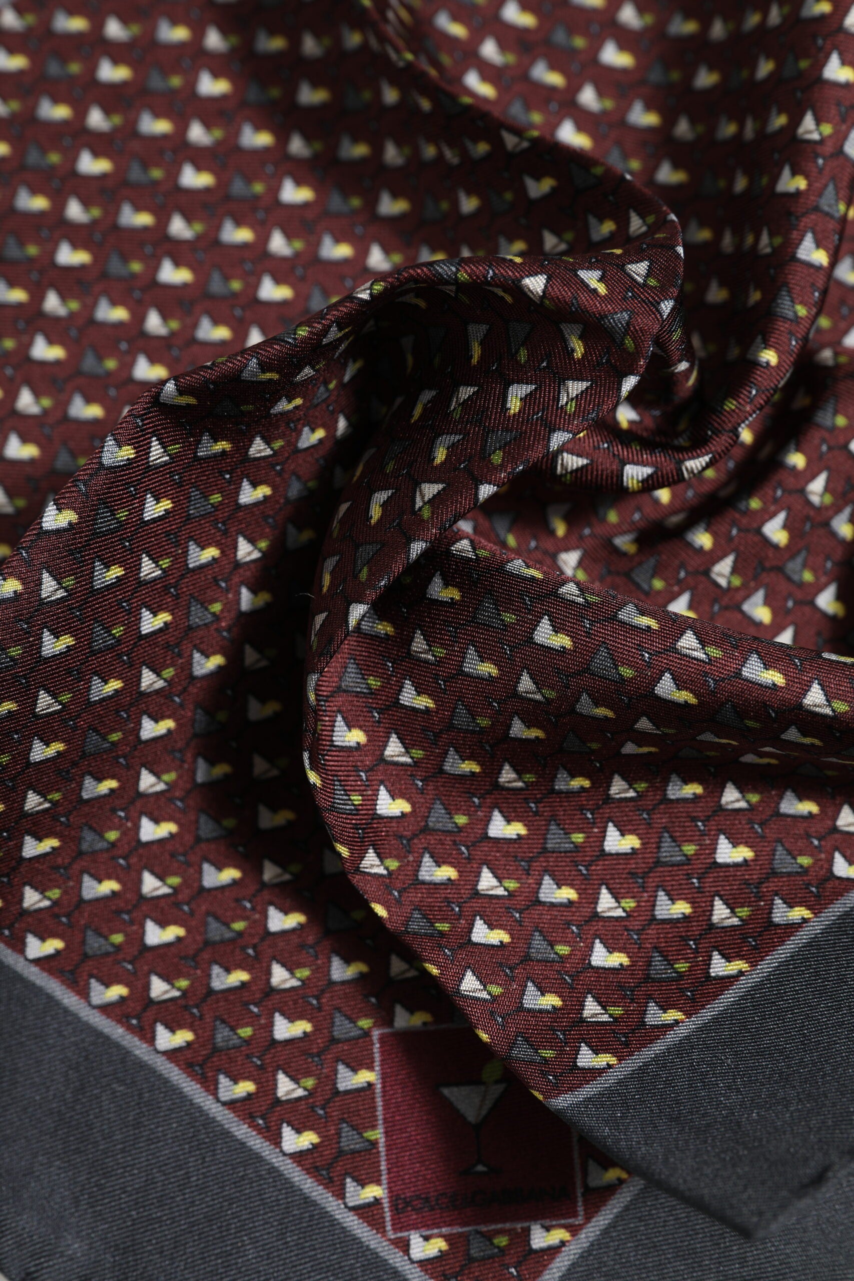 Dolce & Gabbana Maroon Cocktail Silk Square Foulard Scarf - ClickThatClicks 